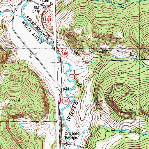 Topographic Map of Farnham Branch, VT