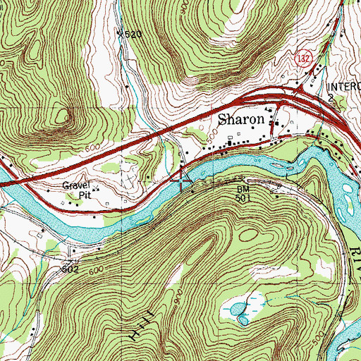 Topographic Map of Fay Brook, VT