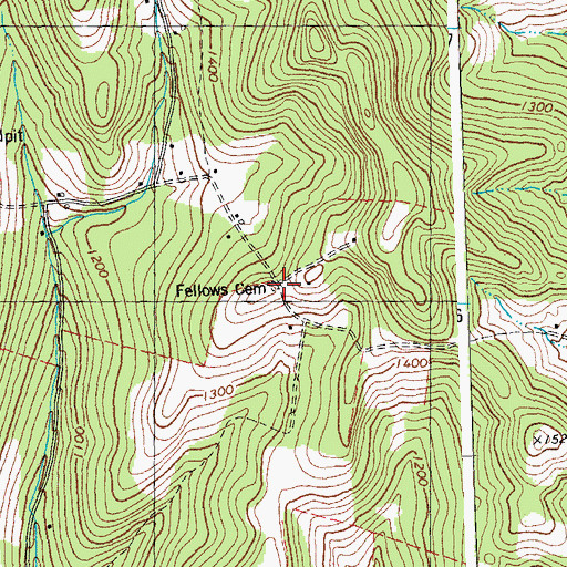 Topographic Map of Fellows Cemetery, VT