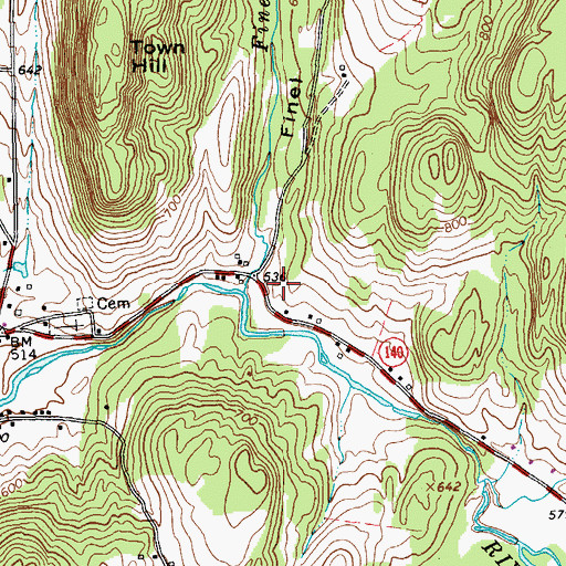 Topographic Map of Finel Hollow, VT