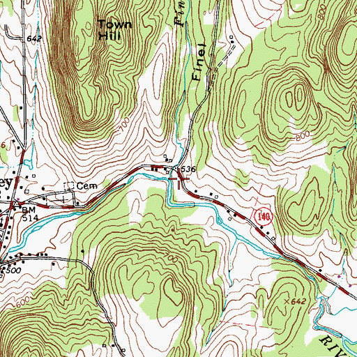 Topographic Map of Finel Hollow Brook, VT