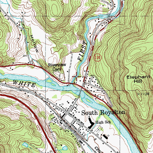 Topographic Map of First Branch White River, VT
