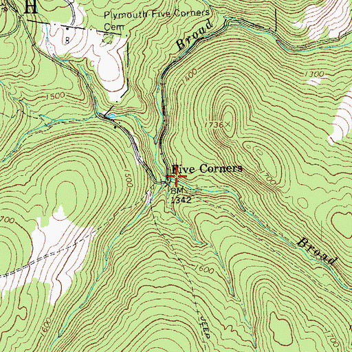 Topographic Map of Five Corners, VT