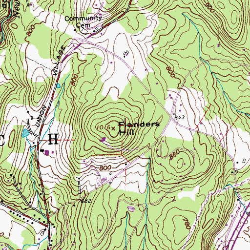 Topographic Map of Flanders Hill, VT