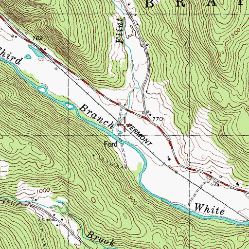 Topographic Map of Flint Brook, VT