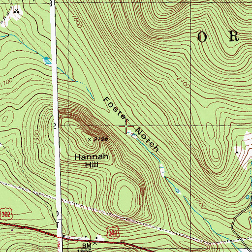 Topographic Map of Foster Notch, VT
