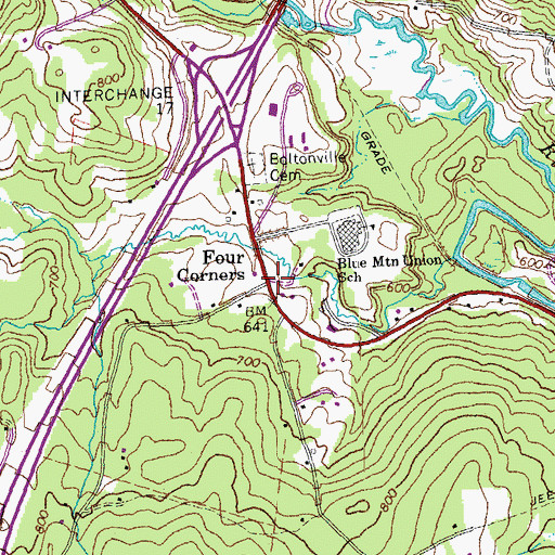 Topographic Map of Four Corners, VT