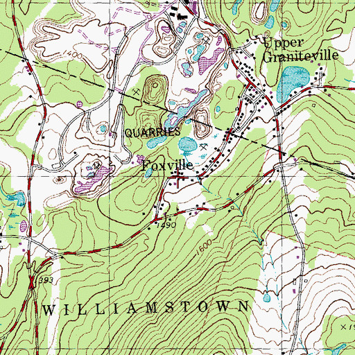 Topographic Map of Foxville, VT