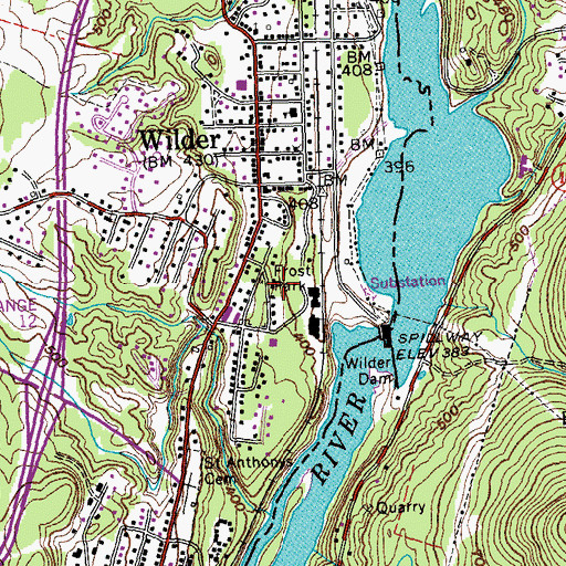 Topographic Map of Frost Park, VT