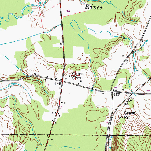 Topographic Map of Gates Cemetery, VT