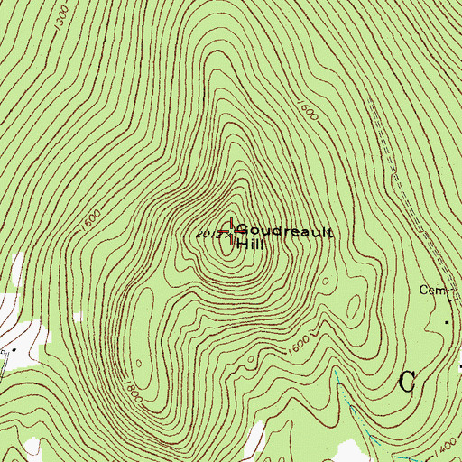 Topographic Map of Goudreault Hill, VT