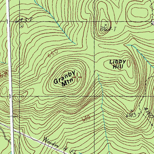 Topographic Map of Granby Mountain, VT