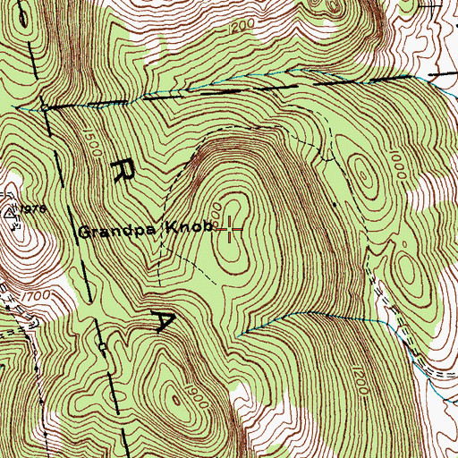 Topographic Map of Grandpa Knob, VT