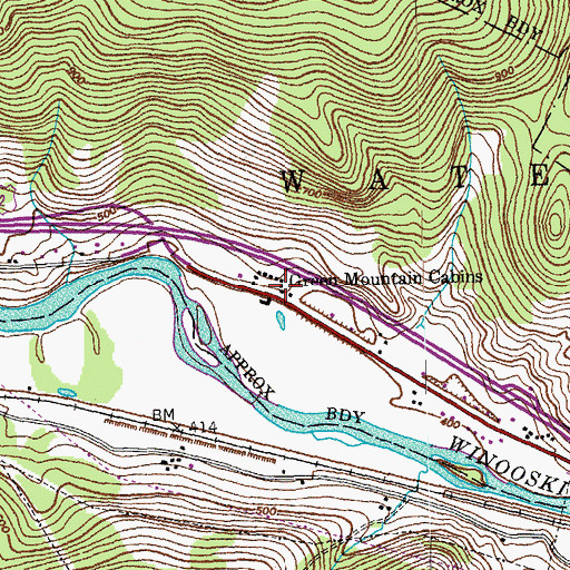 Topographic Map of Green Mountain Cabins, VT