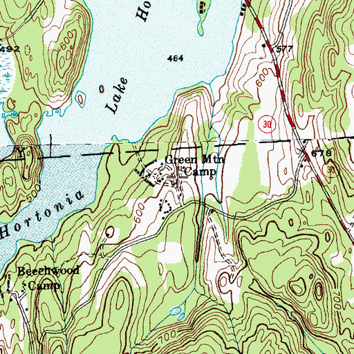 Topographic Map of Green Mountain Camp, VT