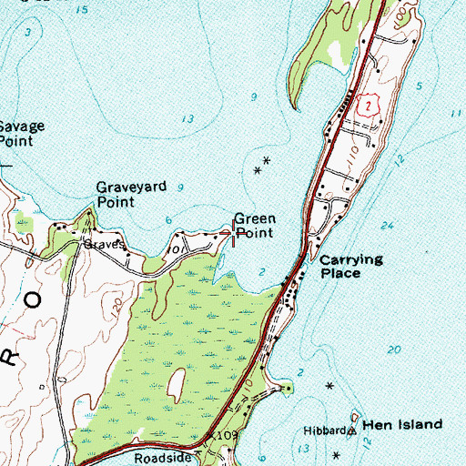 Topographic Map of Green Point, VT