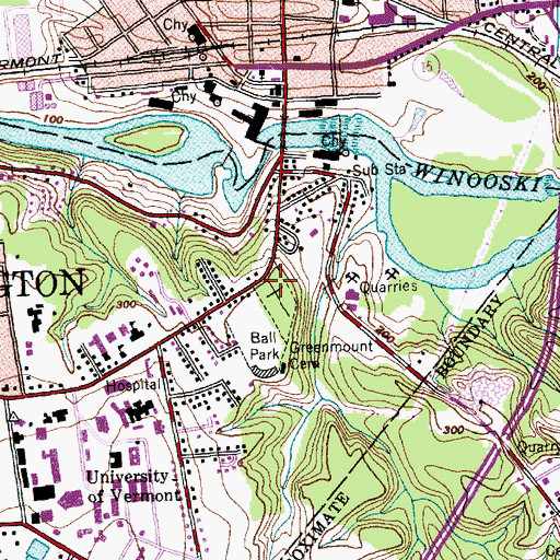 Topographic Map of Greenmount Cemetery, VT