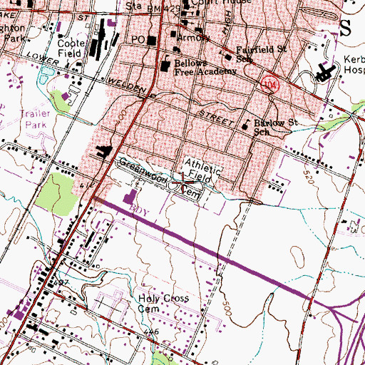 Topographic Map of Greenwood Cemetery, VT
