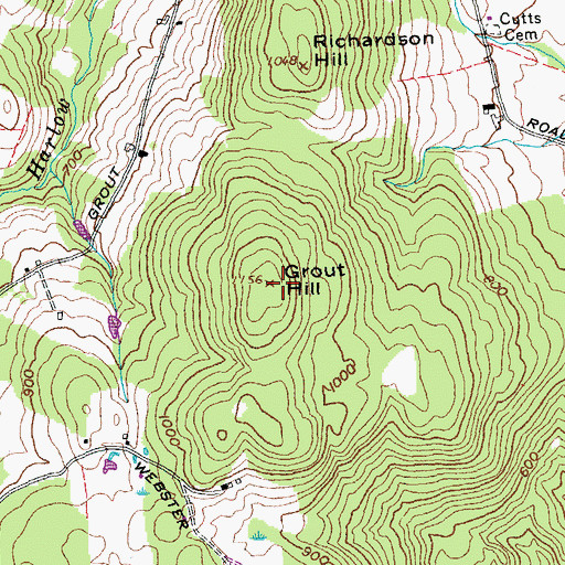 Topographic Map of Grout Hill, VT