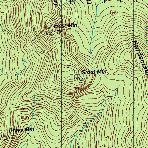 Topographic Map of Grout Mountain, VT