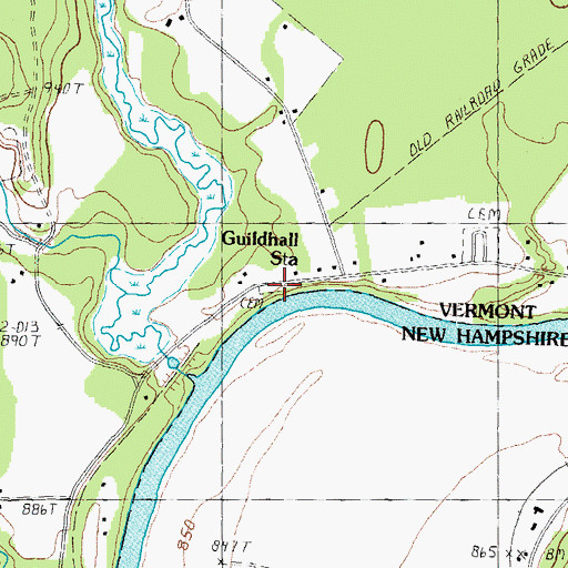 Topographic Map of Guildhall Station, VT