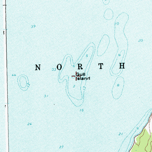 Topographic Map of Gull Island, VT