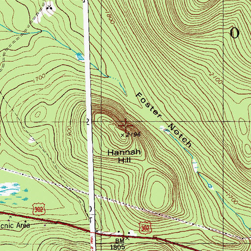 Topographic Map of Hannah Hill, VT
