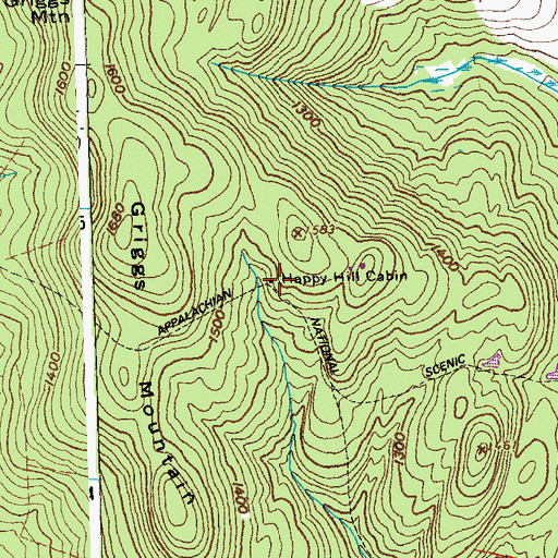 Topographic Map of Happy Hill Cabin, VT