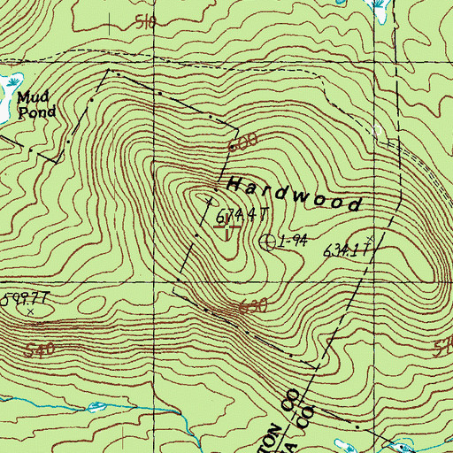 Topographic Map of Hardwood Ridge, VT