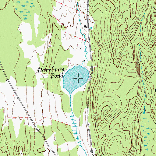 Topographic Map of Harriman Pond, VT