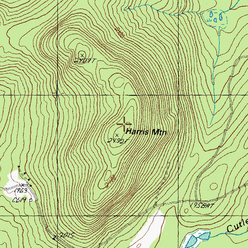 Topographic Map of Harris Mountain, VT