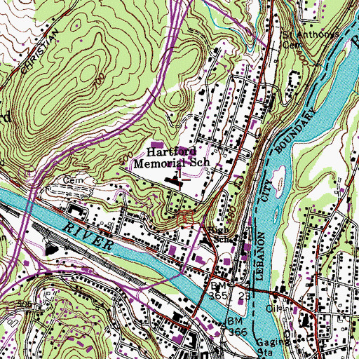 Topographic Map of Hartford Memorial Middle School, VT