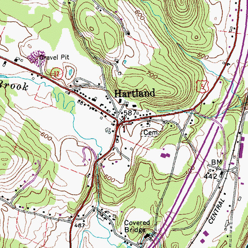 Topographic Map of Hartland, VT