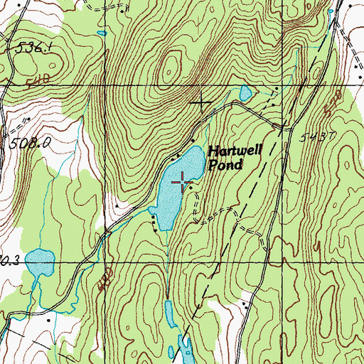 Topographic Map of Hartwell Pond, VT