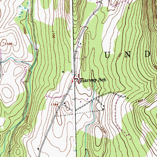 Topographic Map of Harvey School, VT