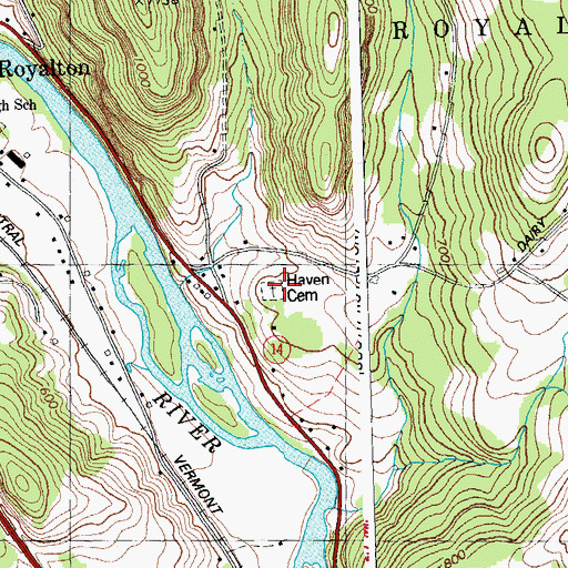 Topographic Map of Haven Cemetery, VT