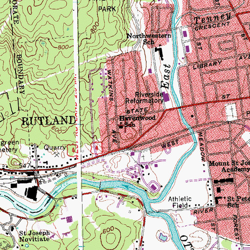 Topographic Map of Havenwood School, VT