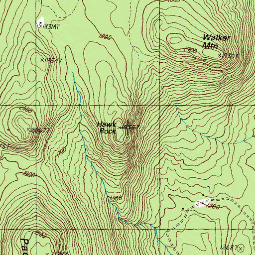 Topographic Map of Hawk Rock, VT