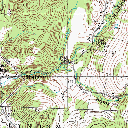 Topographic Map of Hawkins Brook, VT