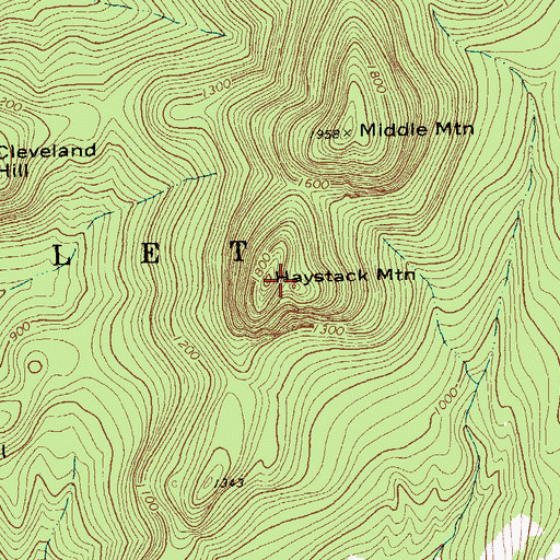 Topographic Map of Haystack Mountain, VT