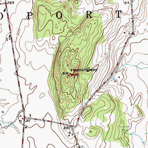 Topographic Map of Hemingway Hill, VT
