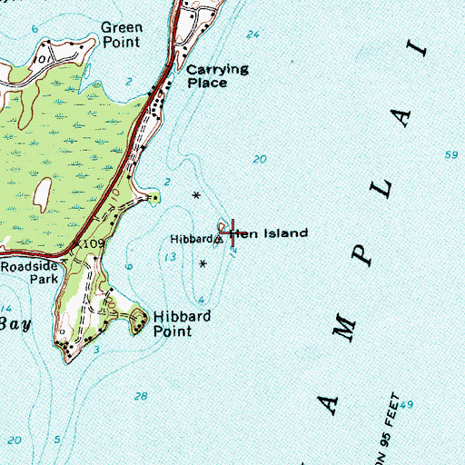 Topographic Map of Hen Island, VT