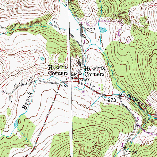 Topographic Map of Hewitts Corners, VT