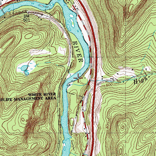 Topographic Map of High Pole Branch, VT