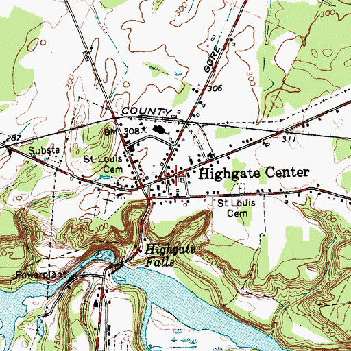 Topographic Map of Highgate Center, VT