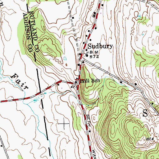 Topographic Map of Hill School, VT