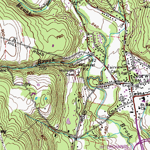 Topographic Map of Hillside Cemetery, VT