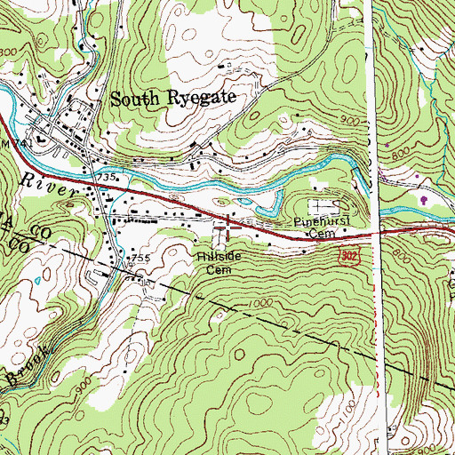 Topographic Map of Hillside Cemetery, VT