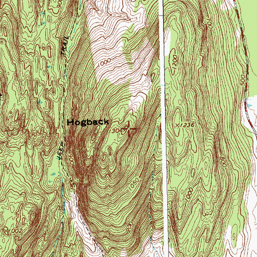 Topographic Map of Hogback, VT