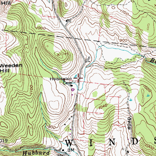 Topographic Map of Hoisington Cemetery, VT